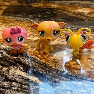 Littlest Pet Shop Owl, Greyhound and Butterfly